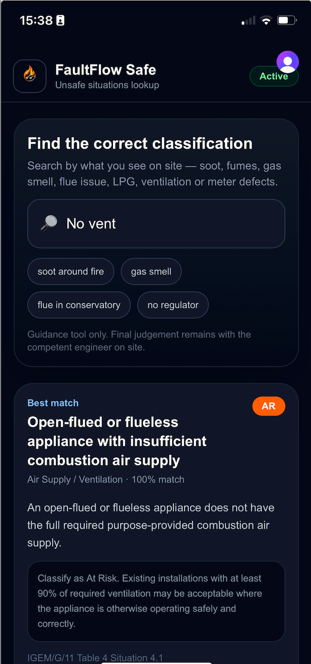 FaultFlow Safe mobile app screenshot